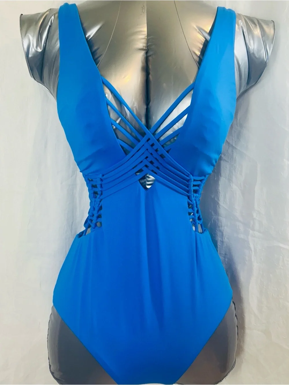 Michael Kors Cobalt Strappy Deep-V One-Piece Swimsuit